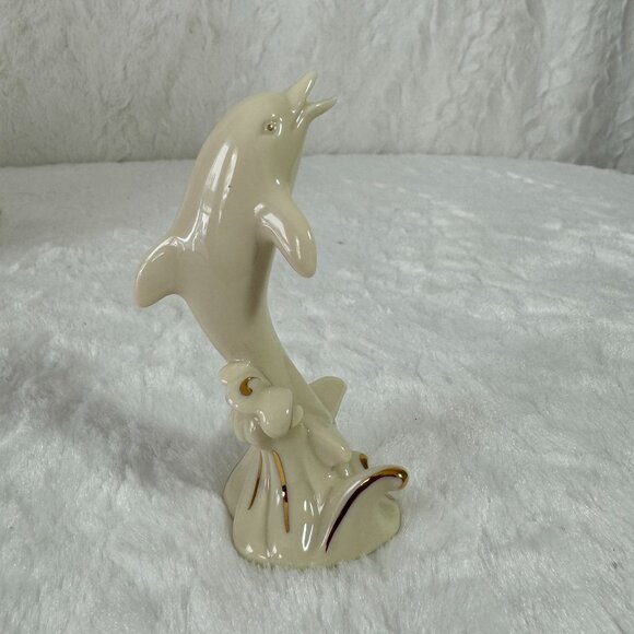 Lenox Ivory & Gold Dolphin Figurine - Fine China Sculpture #085823 original box - Picture 3 of 6